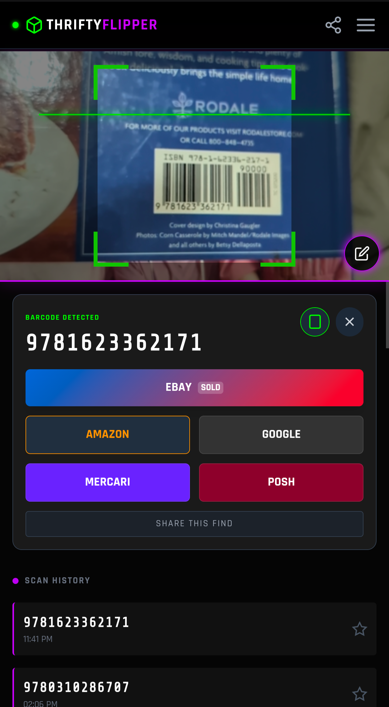 Thrifty Flipper Scanner Interface